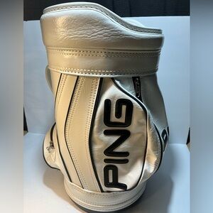 PING Mini Den Golf Bag Trash Can Leather USA White Vintage RARE